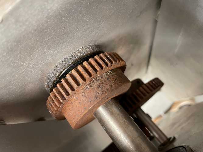 Top-down view of the gear train inside